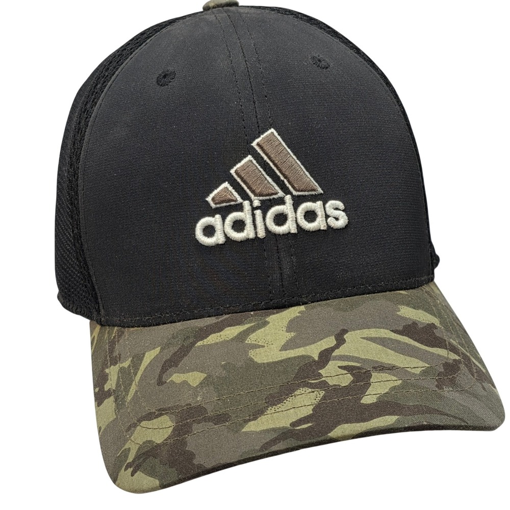 Adidas Golf TaylorMade Flexfit Hat Black Camo Mesh Back S/M Mens Cap